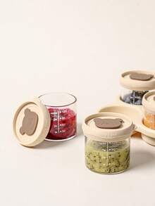 Cozy Pixies 4-Piece Set Of Baby Feeding Accessories, Milk Powder Box And Packing Box, Cute Bear Pattern.