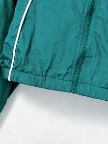 青少年女孩连帽长袖夹克，带有反光条纹和夜光效果，舒适外套 - 綠色 - 查看 5