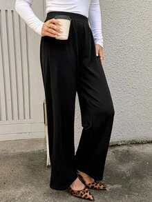 Livesso Women's Straight Leg Soft & Comfortable Ankle Length Pants - Black - View 6