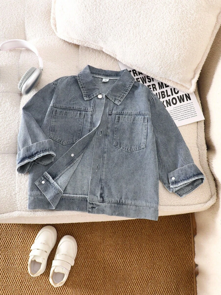 Genkimix Kids 浅蓝色牛仔休闲宽松夹克 - 藍色 - 查看 1