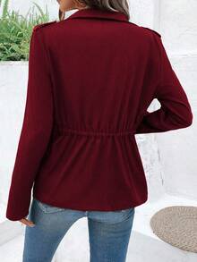 EMERY ROSE Casual Solid Color Raglan Zip-Up Waist Jacket, Autumn