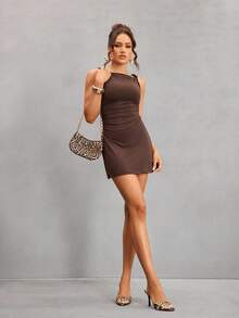 CUCCOO SZL Gold Metal PU Leopard Print & Gold Bone Decor Fashionable Sexy Pointed Toe High Heel Mule Sandals