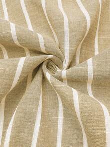 Franclia 天蓝色竹节针织条纹休闲松紧腰女裤，适合春秋季 - 卡其色 - 查看 4