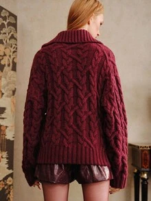 Arave Women's Fashion Zipper Half-Placket Cardigan Sweater