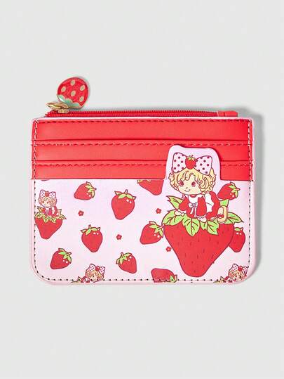 Kawaii Full Print Strawberry Pattern Card Holder Coin Purse