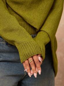 Lumalex Winter Fall Women Turtleneck Fitted Long Sleeve Sweater With Cape Shawl Green Sweater Green Long Sleeve Top Cowl Neck Top Winter Clothes For Women Sweaters Turtle Neck Women Glamour Elegant Dress Fall New Style Women Luxury Prom Gathering Party Banquet Modest Old Money Coquette Glitter Holiday Party Rave Festival Outing Vacation Hot Outdoor Richly Layered Wedding Season Banquet ID Al-Adha Al-Adha Party New Year Chic Autumn Fall New Style Women Gala Night Delicate Romance - Green - View 9