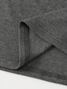 INAWLY 女士短袖纯色简约修身优雅甜美圆领 T 恤 - 深灰色 - 查看 6