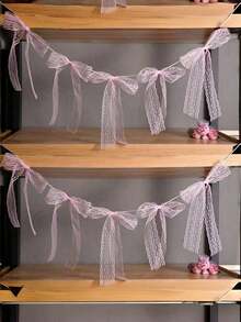 1pc 12 Bows Elegant Garland Pink White Black Purple Bow Decor For Princess Theme Party Birthday Wedding Valentine Day Decoration For Shelves Walls Background Room Decor Party Favors - Multicolor - View 11