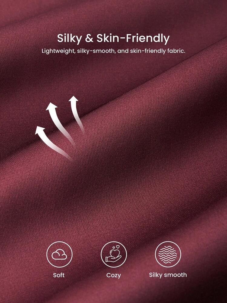 Pigiami natalizi e di Capodanno per donna, taglie comode, in raso rosso e bordeaux, set di pigiama e vestaglia basic con bottoni, set di pigiami per donna, abbigliamento autunnale per donna, lingerie