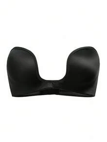 1pc Women's Solid Color Fashion Underwire Bra - Black - View 7