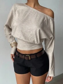 Aloruh Top à manches longues pour femmes, nouvelle collection automne/hiver, top en texture de mousseline de soie à fleurs, polyvalent, style casual Y2K pour l'automne et l'hiver - Beige - Voir 5
