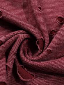 ROMWE MEN Grunge Punk Men's Casual Street American Design Distressed Effect T-Shirt - Red - View 8