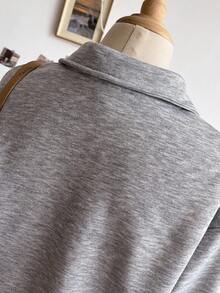 Sweetra Young Tween Girls' Casual & Fashionable Korean Style Simple Zip-Up Knit Hoodie, Gray Solid Color, Long Sleeve, Suitable For Older Girls Back To School Season, Autumn/Winter