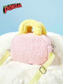 1 Túi Tote Lông Xốp Màu Hồng Phối Hợp - Túi đựng đồ ngoài trời dễ thương cho bé gái, quà tặng ngày Valentine/Giáng sinh, túi xách lông mềm mại, phụ kiện đựng đồ trang điểm và đồ dùng hàng ngày. - Nhiều màu - Xem 5