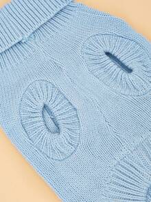 PETSIN 1 Suéter casual para mascotas de punto grueso, resistente al viento y cálido de color azul claro para otoño-invierno - Gris Claro - Ver 7