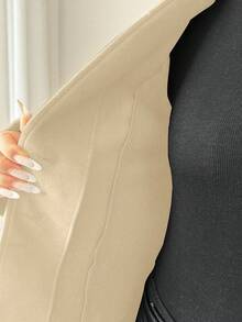 SHEIN Tall Áo khoác nữ dáng ôm cổ đứng, kiểu dáng thường ngày - Màu Khaki - Xem 7