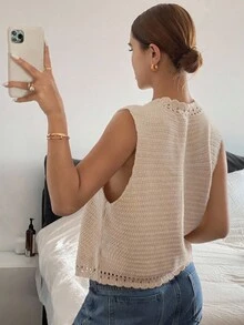 Siren Gaze 女士纯色单排扣 V 领休闲针织背心