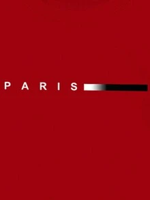 BamGleam Bộ quần áo nỉ và áo nỉ in kỹ thuật số tối giản kiểu Paris dành cho nữ, thoải mái, đa năng, mặc dạo phố - Đỏ - Xem 4