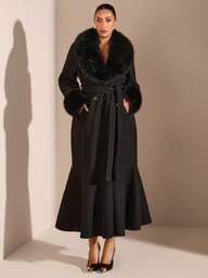 SHEIN BAE Płaszcz syrenka w jednolitym kolorze, plus size, jesień/zima