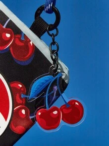 PEPSI X SHEIN 1个零钱包，可装卡、硬币、挂脖，樱桃印花，适合青少年和成人 - 藍色 - 查看 7