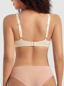 1pc Women's Minimalist Solid Color Underwire Bra - Apricot - View 2