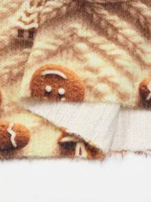 EMERY ROSE Plus Size Women's Christmas Gingerbread Man Knit Top - 3D Printed Mascot Graphic, Holiday Sweater - Apricot - View 7