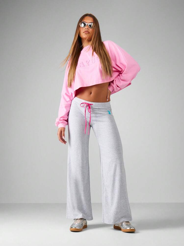 Missguided x Playboy Wide Leg Sweatpants With Multicolored Letter Print