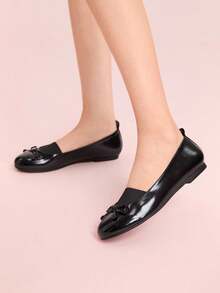 CUCCOO DOLLMOD Women's Round Toe Flat Fashionable Office Comfortable Dress Shoes - Black - View 4