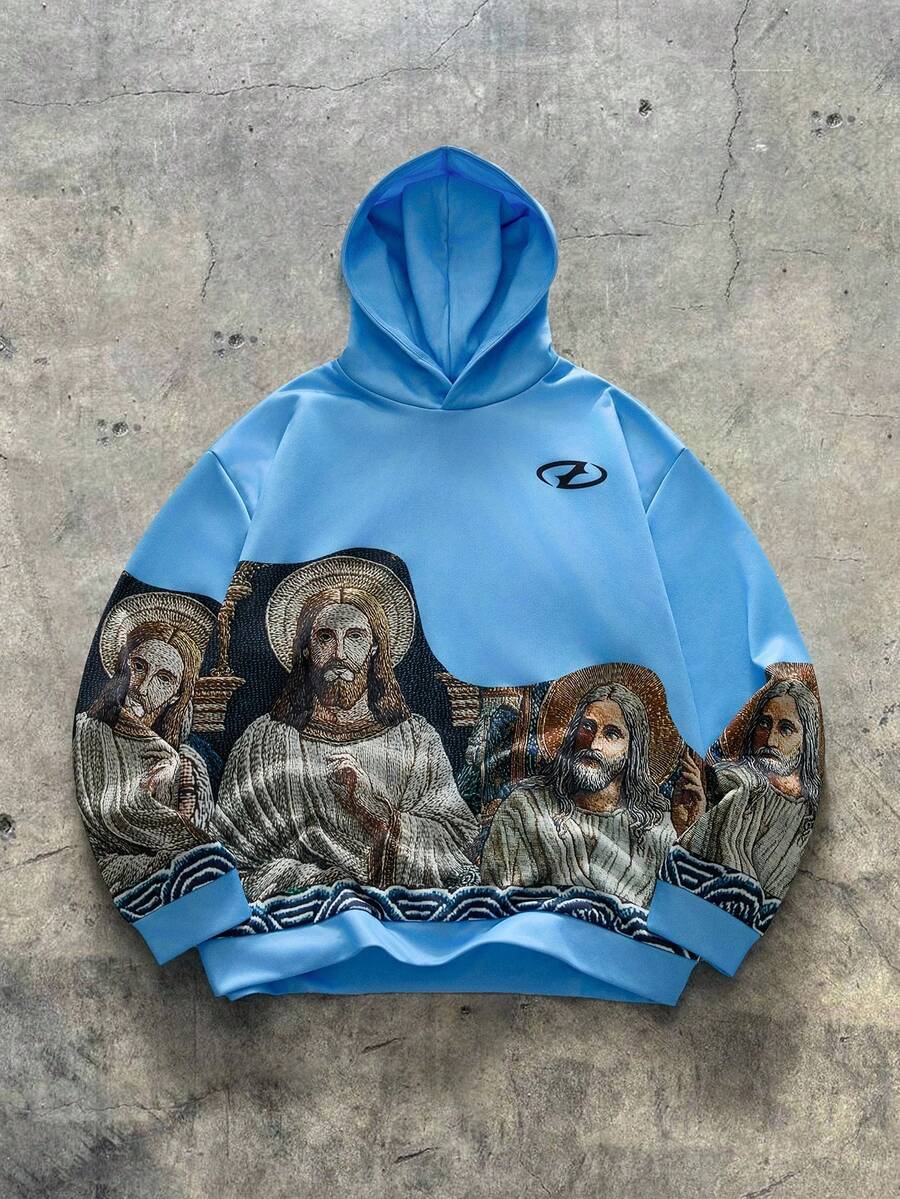 AXEPEAK Men's Casual Figure Print Hoodie, Autumn/Winter