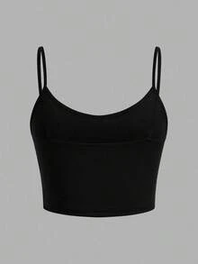 SHEIN EZwear 3 chiếc áo ba lỗ ngắn thường ngày cho nữ - màu đen - Xem 9