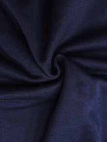 SHEIN TEENGIRL 海军蓝 V 领超大蓬松针织弹力宽松运动衫和运动裤两件套，秋冬款，带小标志和马刺绣 - 藏蓝色 - 查看 6