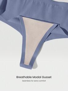 GLOWMODE 2 Packs Lightweight Breathable Sweat-Wicking Medium-Waist Seamless No-Show Thong Underwear Daily Workout