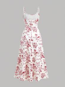 Girlism Teen Girls Jacquard Knit Flare Sleeve Jacket & Ditsy Floral Slip Dress Co-Ord Set, Sweet Casual Elegant