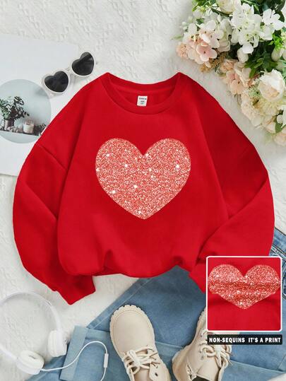 年轻女孩休闲圆领厚长袖运动衫，适合秋冬季