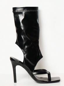 MUSERA Open Toe Thong Split Heeled Boot Sandals For - Black - View 3
