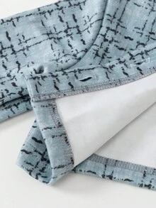 SHEIN Elladie kids Young Girl Plaid Print Button Front Long Sleeve Jacket And Mini Skirt Elegant 2 Pieces Set - Teal Blue - View 8