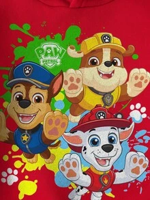 SHEIN | PAW Patrol Young Boy Cartoon Pattern Hooded Long Sleeve Sweatshirt - Red - View 4