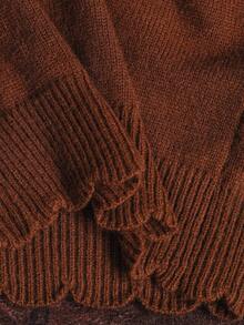 Chiquease Women's Elegant Off-Shoulder Pullover,Rhinestone Long-Sleeved Sweater In Shades Of Brown For Autumn Tea Party,Fall Halloween Party Sweater - Coffee Brown - View 8