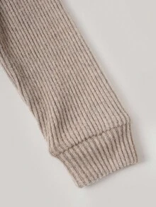 PrepCrw 2pcs Young Girls Elegant Urban Versatile White Trim Ruffle Collar Loose Fit Sweatshirt And Khaki Side Panel White Pants Set, Suitable For Casual Outings, Gatherings, Holidays, Autumn And Winter Young Girl Pant Set Girls Pant Suit Flare Pants Set Kids Girl S Spring And Autumn Suit - Khaki - View 5