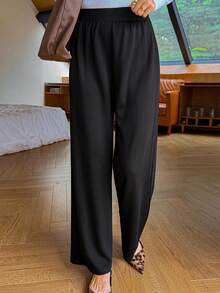 Livesso Women's Straight Leg Soft & Comfortable Ankle Length Pants - Black - View 4