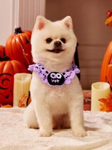 PETSIN 1PC Handmade Crochet Halloween Pet Bandana Cat Bib Adjustable Soft Yarn Pumpkin Ghost Bat Cute Spooky Party Costume Accessory Gift For Cats Kittens - Multicolor - View 8