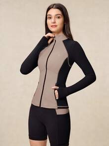 OutZeal 女士健身服运动夹克普拉提套装撞色紧身运动上衣 - 彩色 - 查看 6