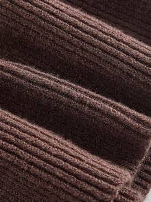 SHEIN MOD فستان محبوك بالكتف المكشوف لون كاكي للنساء - كاكي - مشاهدة 4