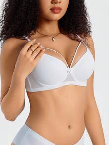 DesireSculpt 1 Stück Damen Weißer Drahtloser Bequemer Stützender Nicht-Durchhängender BH