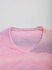 Franclia Pullover Sweater in Farbverlauf-Optik für Große Größen, Herbst/Winter Sonnenuntergangsfarben Sommer Pullover - Violett - Übersicht 3