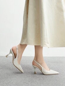 CUCCOO BIZCHIC 尖头细高跟露背米色性感时尚通勤办公室女士百搭女式高跟鞋 - 米色 - 查看 5