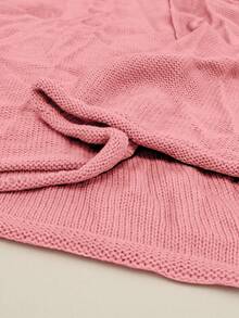 Vionelle Simple Commute Solid Color Plus Size Knitted Sweater - Pink - View 5