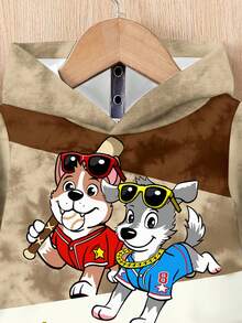 SHEIN Set 2 buc. pentru băieți, hanorac cu mânecă lungă, lejer, casual, confortabil, potrivit pentru toamnă/iarnă