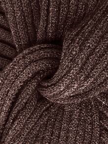 EMERY ROSE Women's Vintage Deep V Twist Knit Sweater, Ribbed Texture Slim Fit Long Sleeve Cropped Pullover, Autumn/Winter  Brown - Brown - View 7