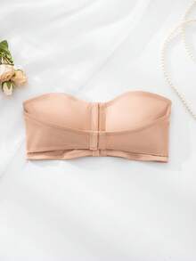 SHEIN Upgraded Double Front Closure Padded Push Up Bra, Easy To Wear - Khaki - View 6